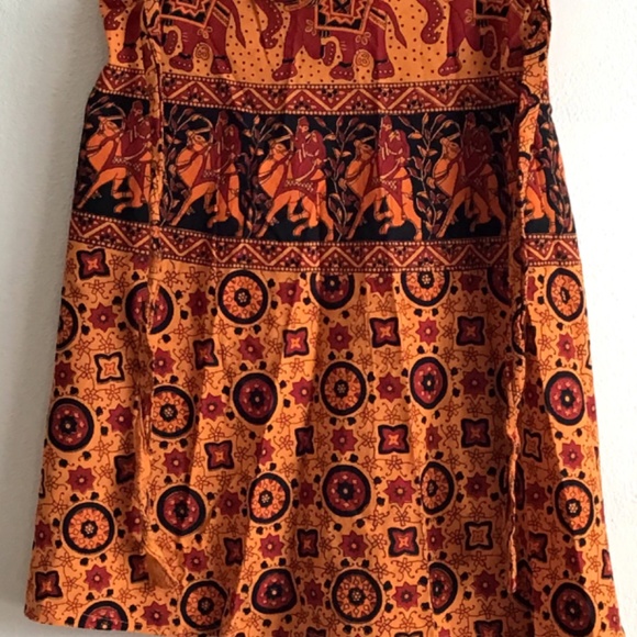 New Orange red red black India new 100% cotton wrap skirt - Picture 5 of 6